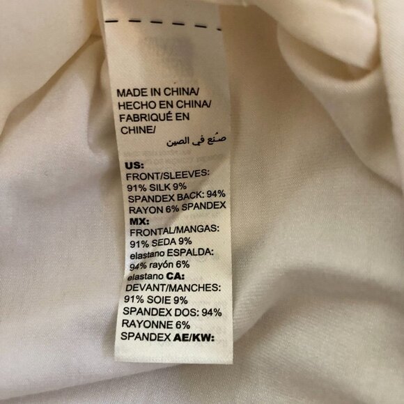 Chico's Black Label Ivory Silk Blend Blouse Long Sleeve Collared Desc. for Size - Picture 7 of 7